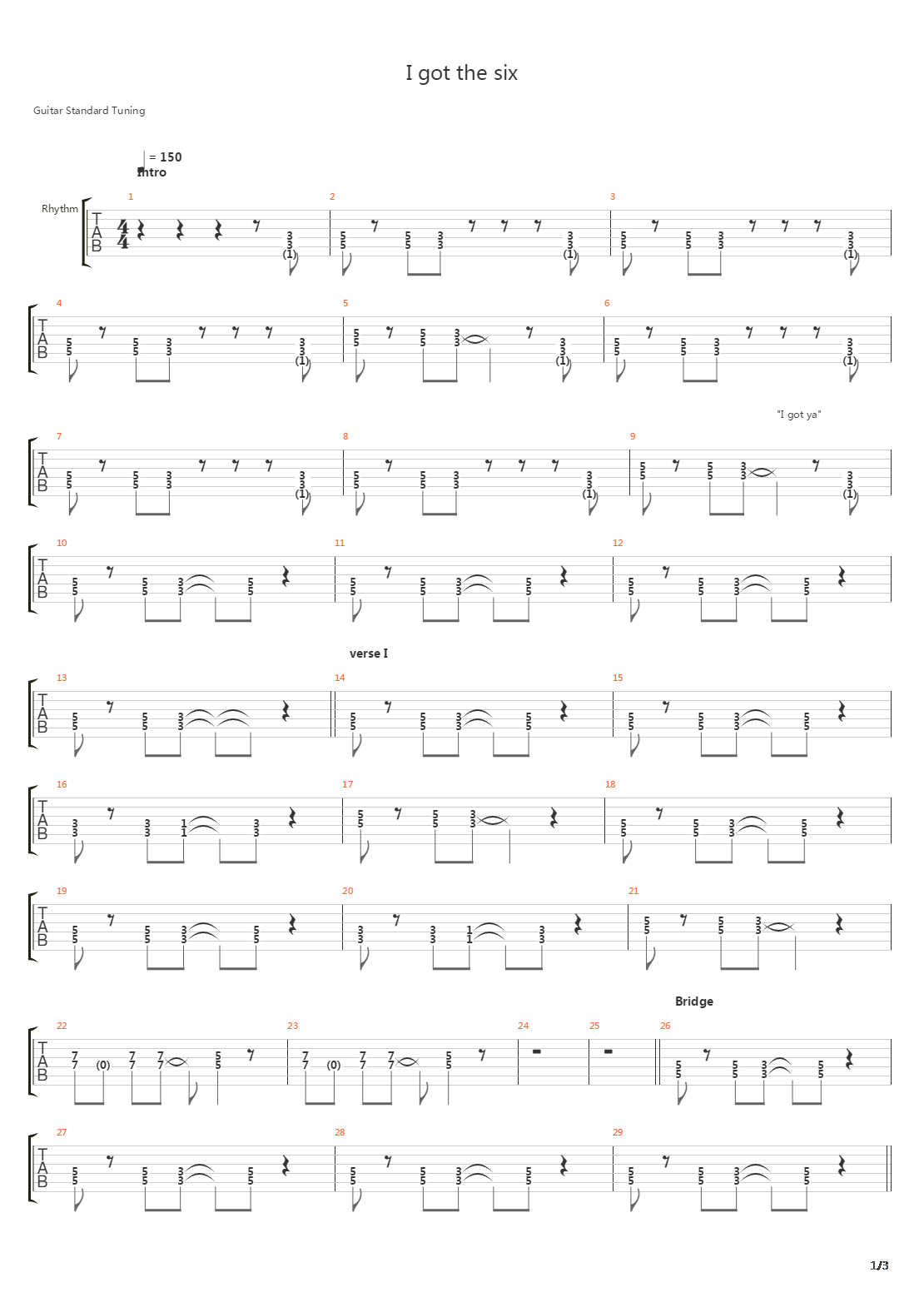 I Got The Six吉他谱