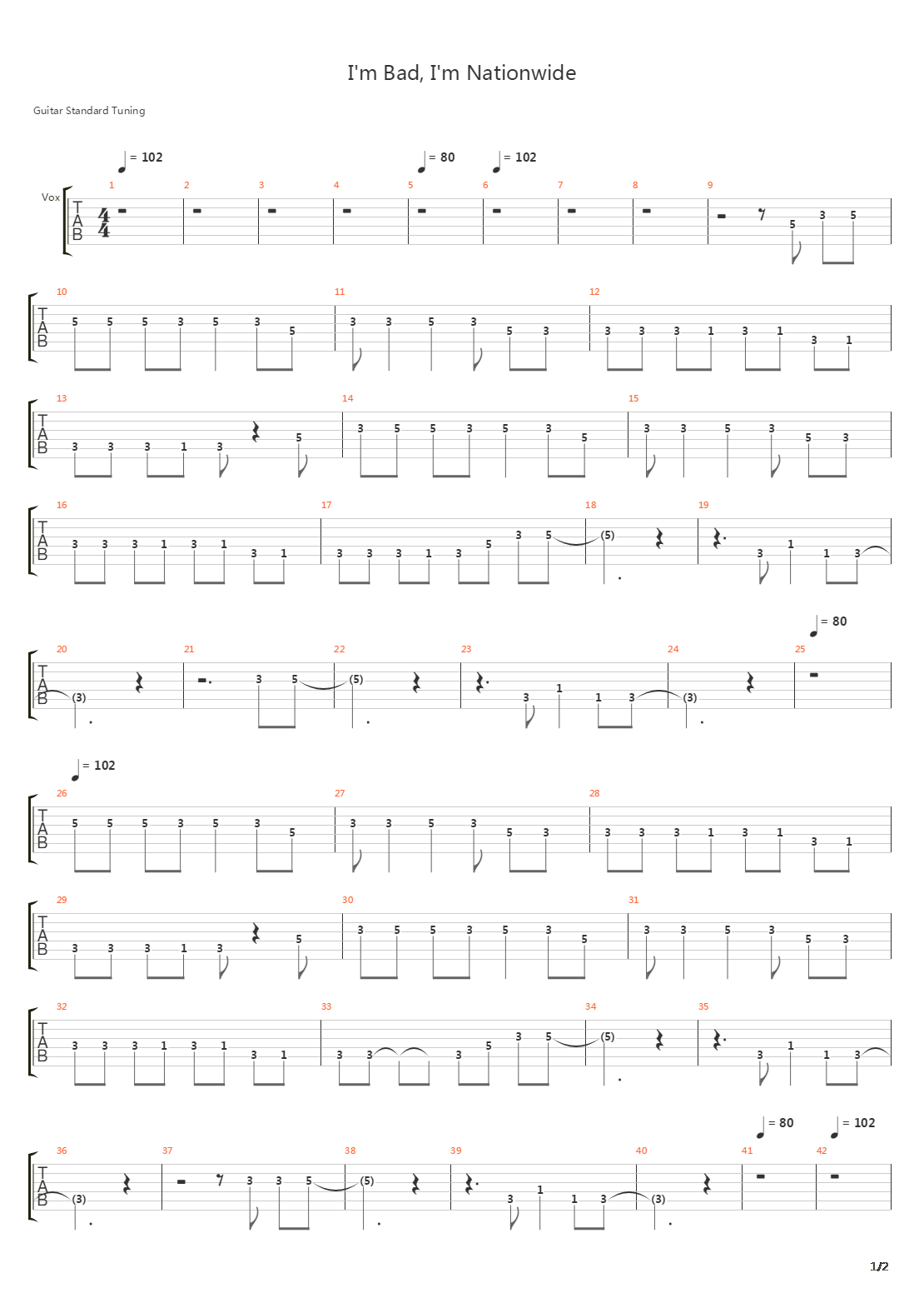 Im Bad Im Nationwide吉他谱