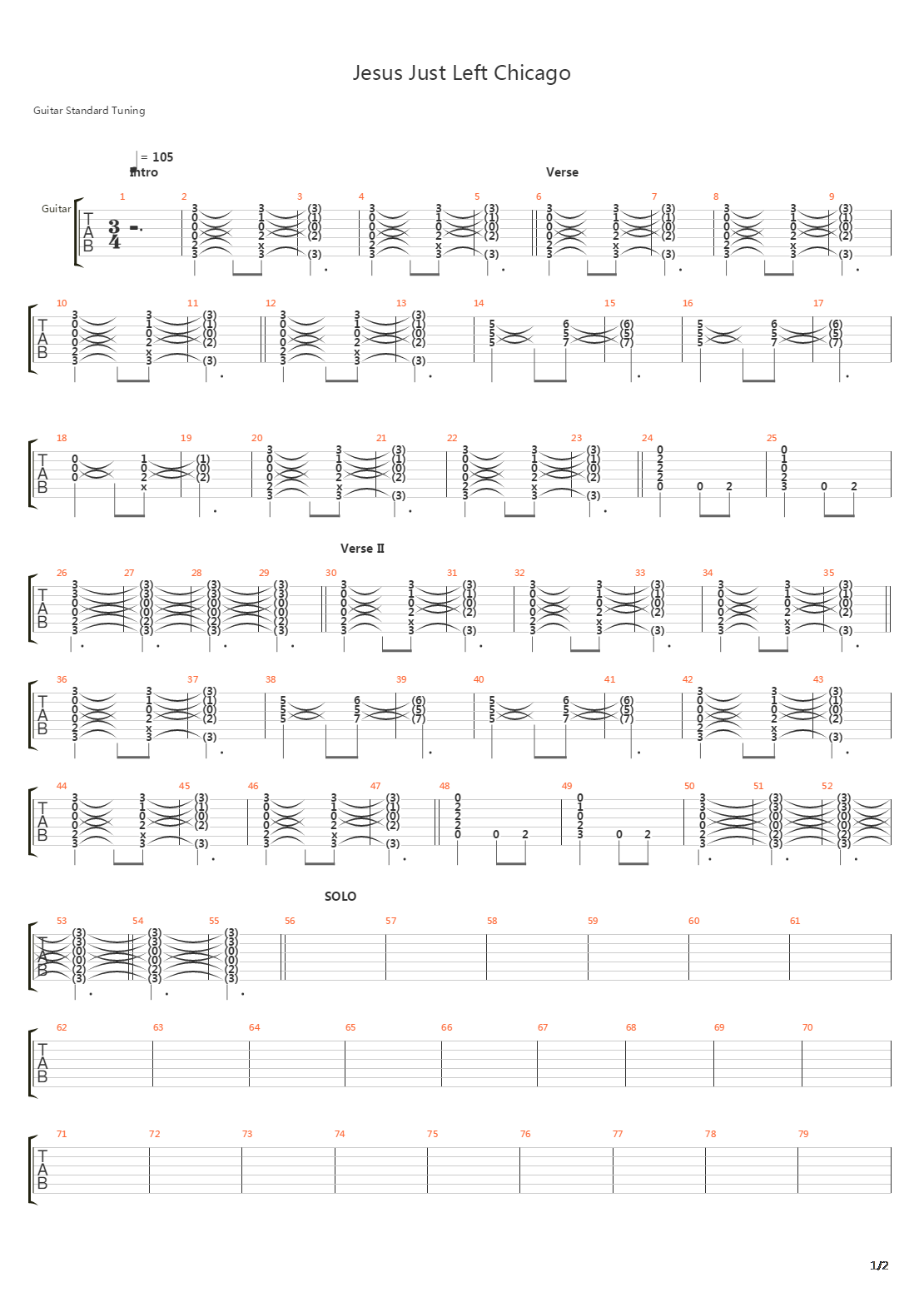 Jesus Just Left Chicago吉他谱