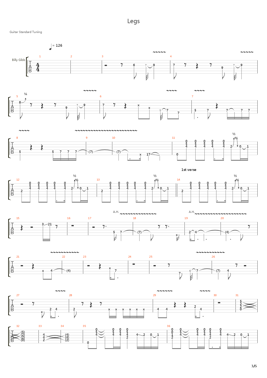 Legs吉他谱