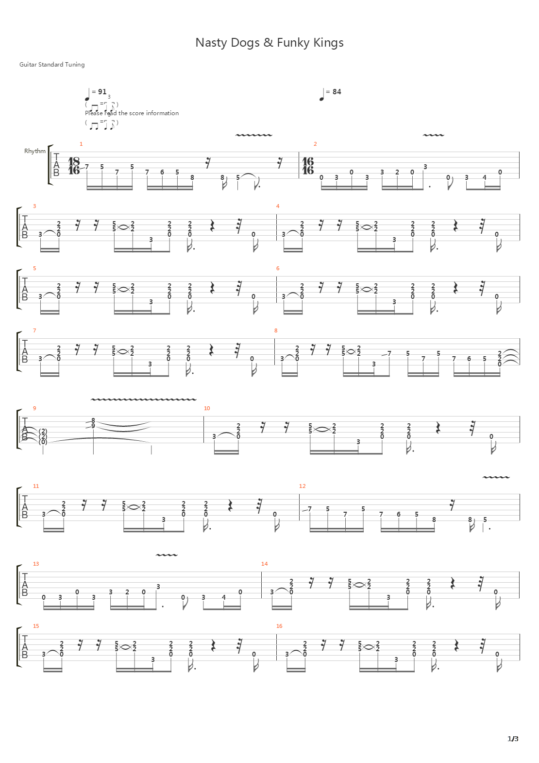 Nasty Dogs And Funky Kings吉他谱