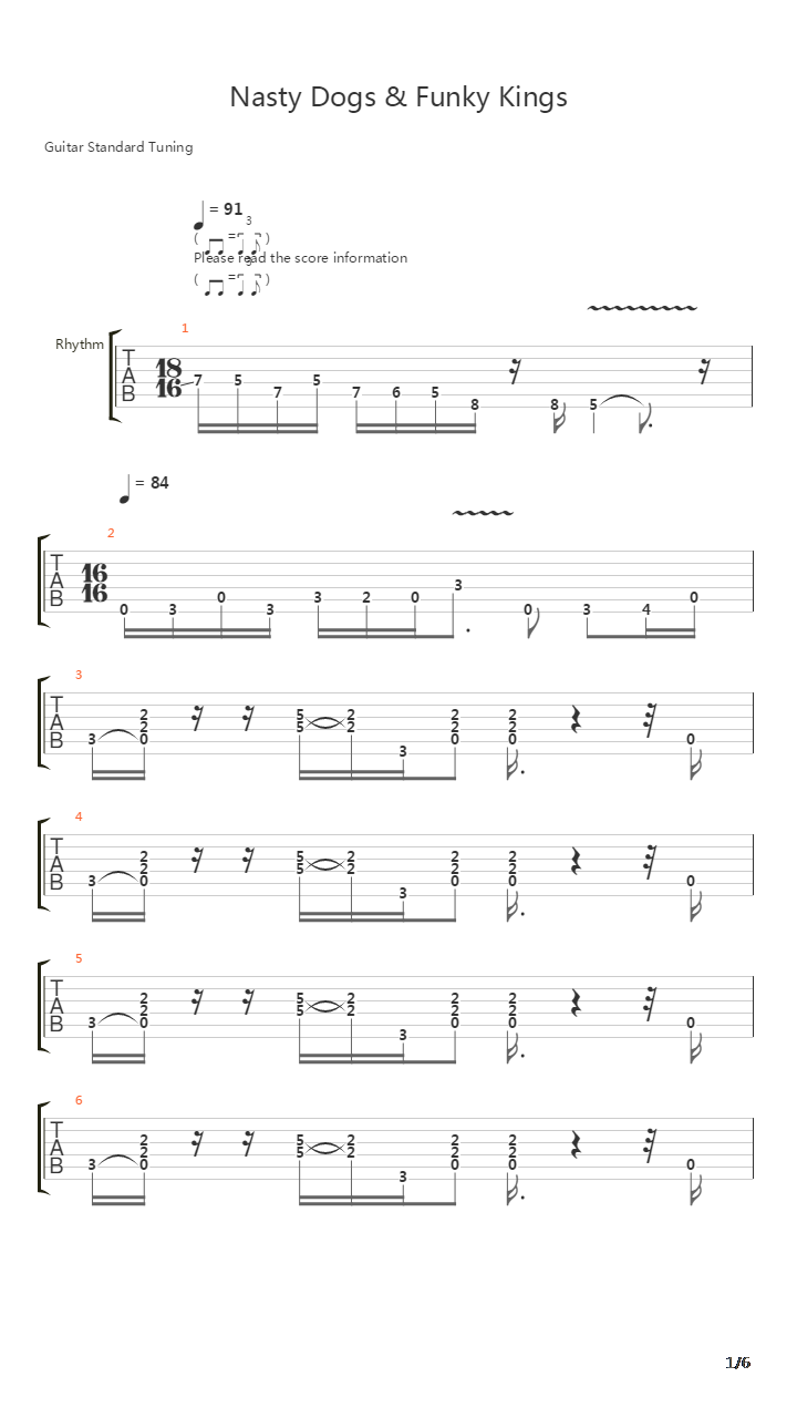 Nasty Dogs And Funky Kings吉他谱