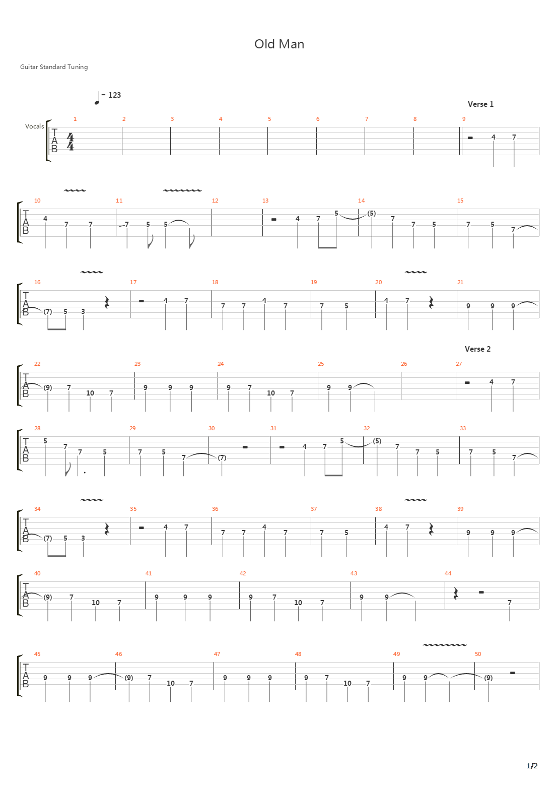 Old Man吉他谱