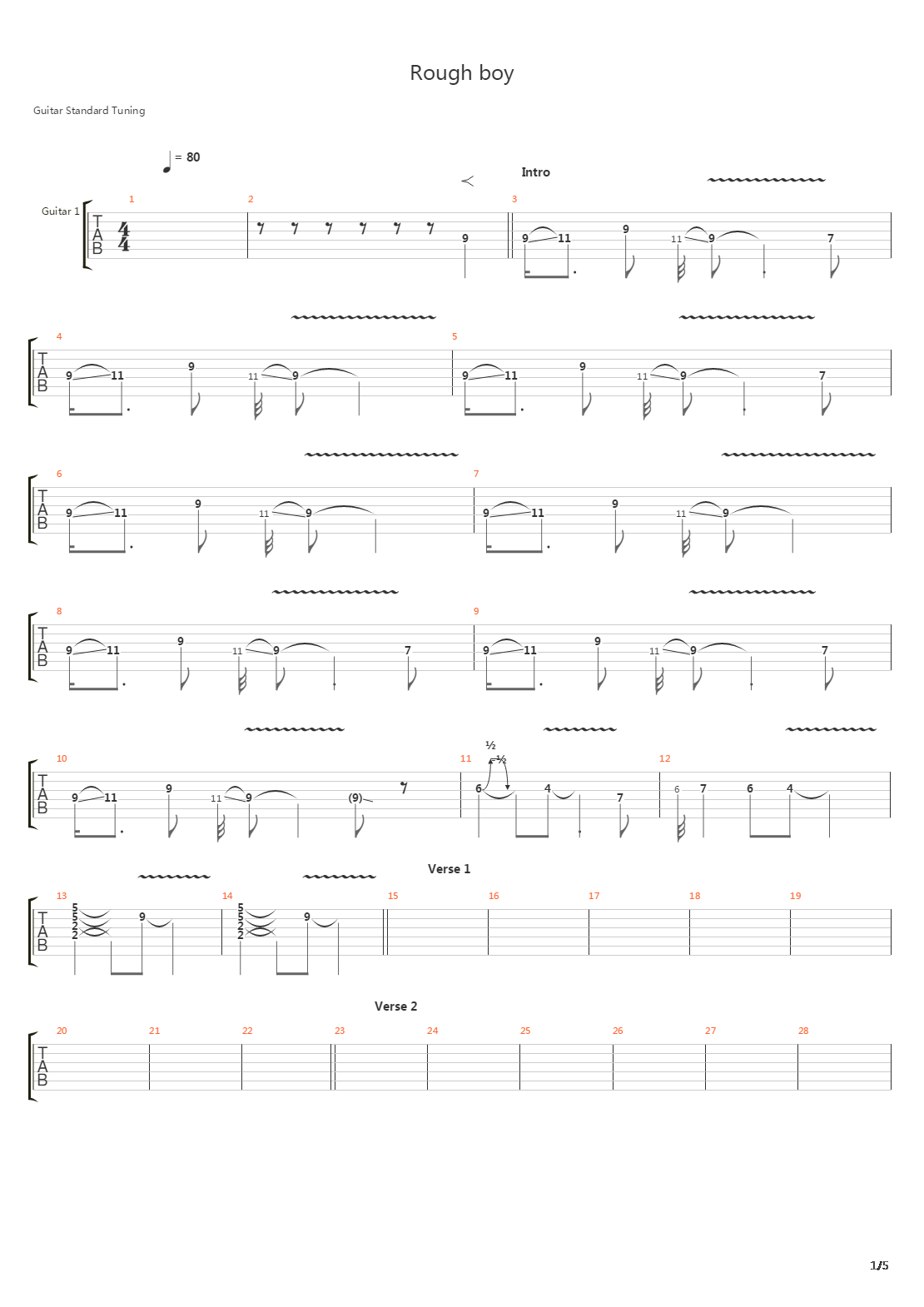 Rough Boy吉他谱