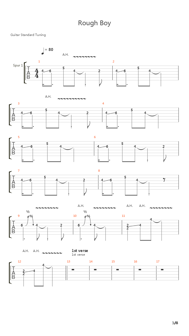 Rough Boy吉他谱