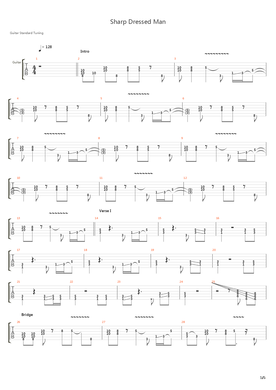 Sharp Dressed Man吉他谱
