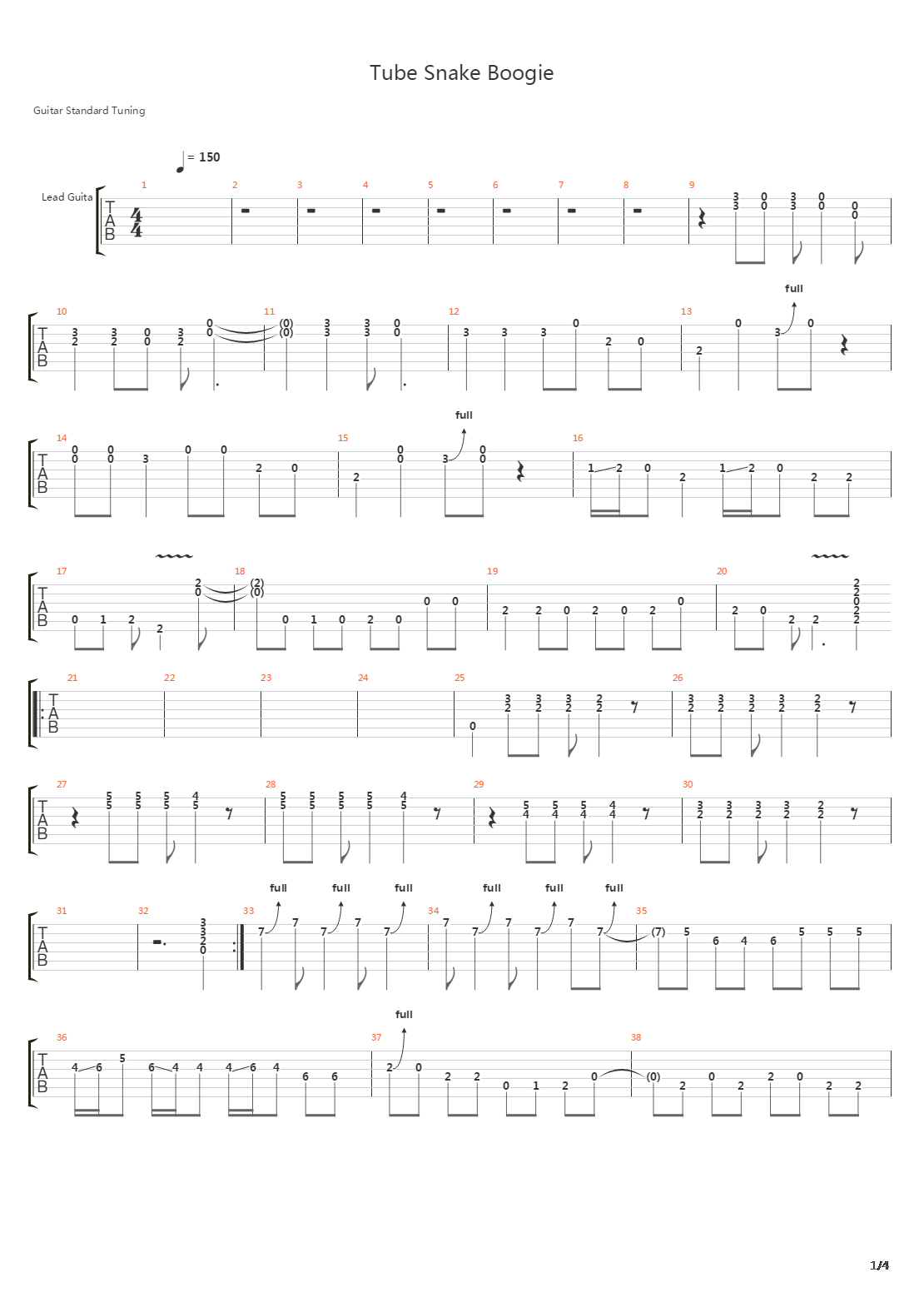Tube Snake Boogie吉他谱