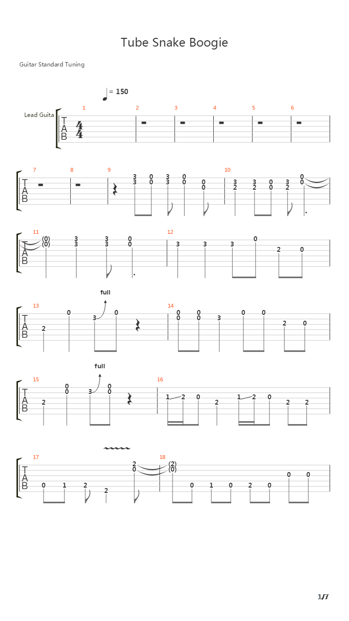Tube Snake Boogie吉他谱