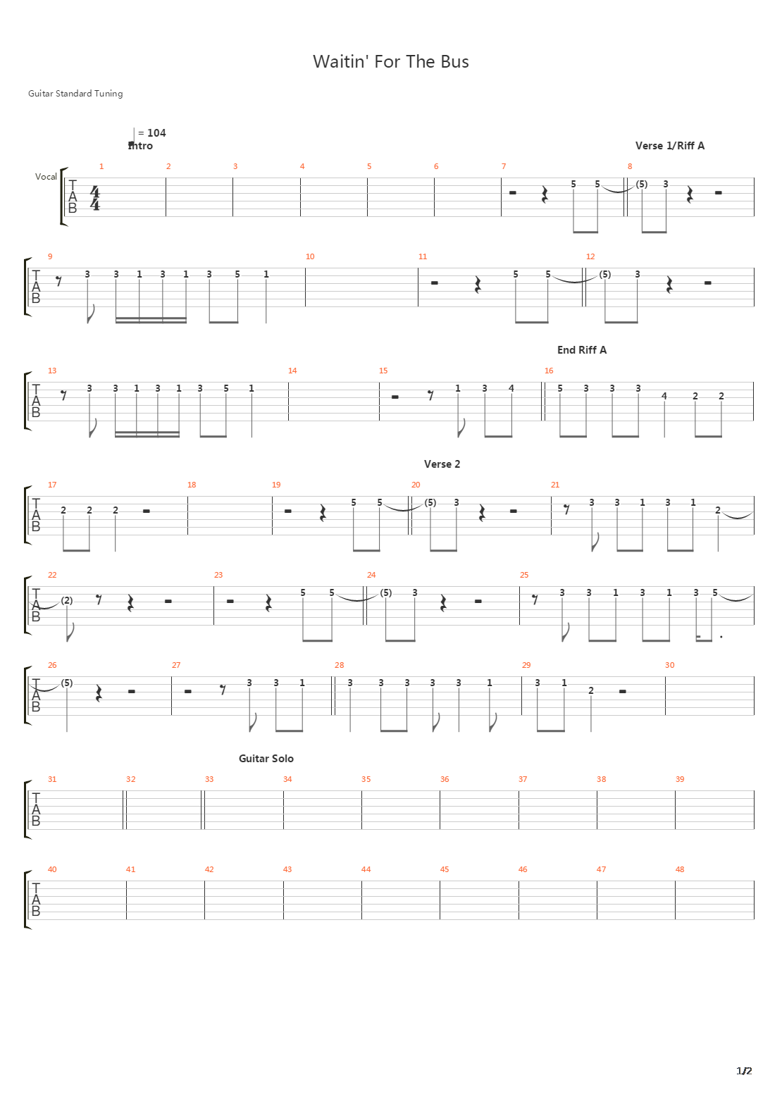 Waitin For The Bus吉他谱