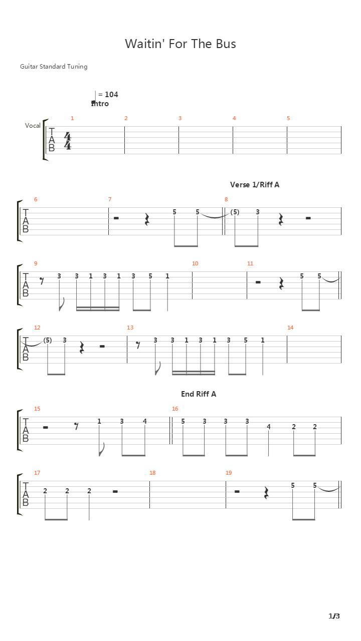 Waitin For The Bus吉他谱