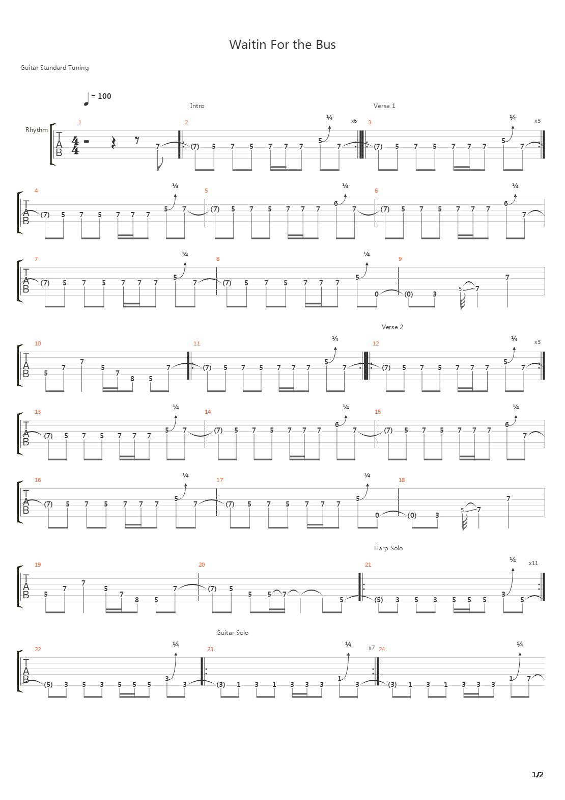Waitin For The Bus吉他谱