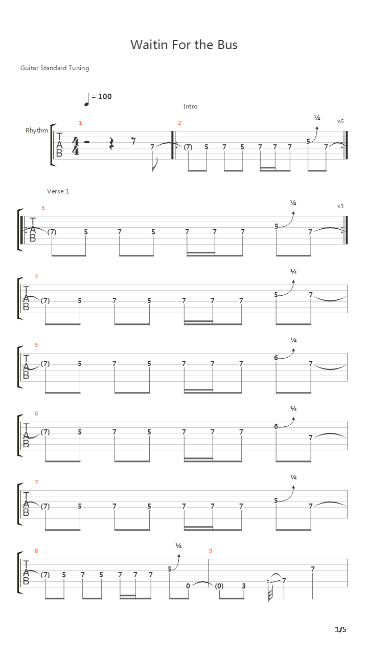 Waitin For The Bus吉他谱