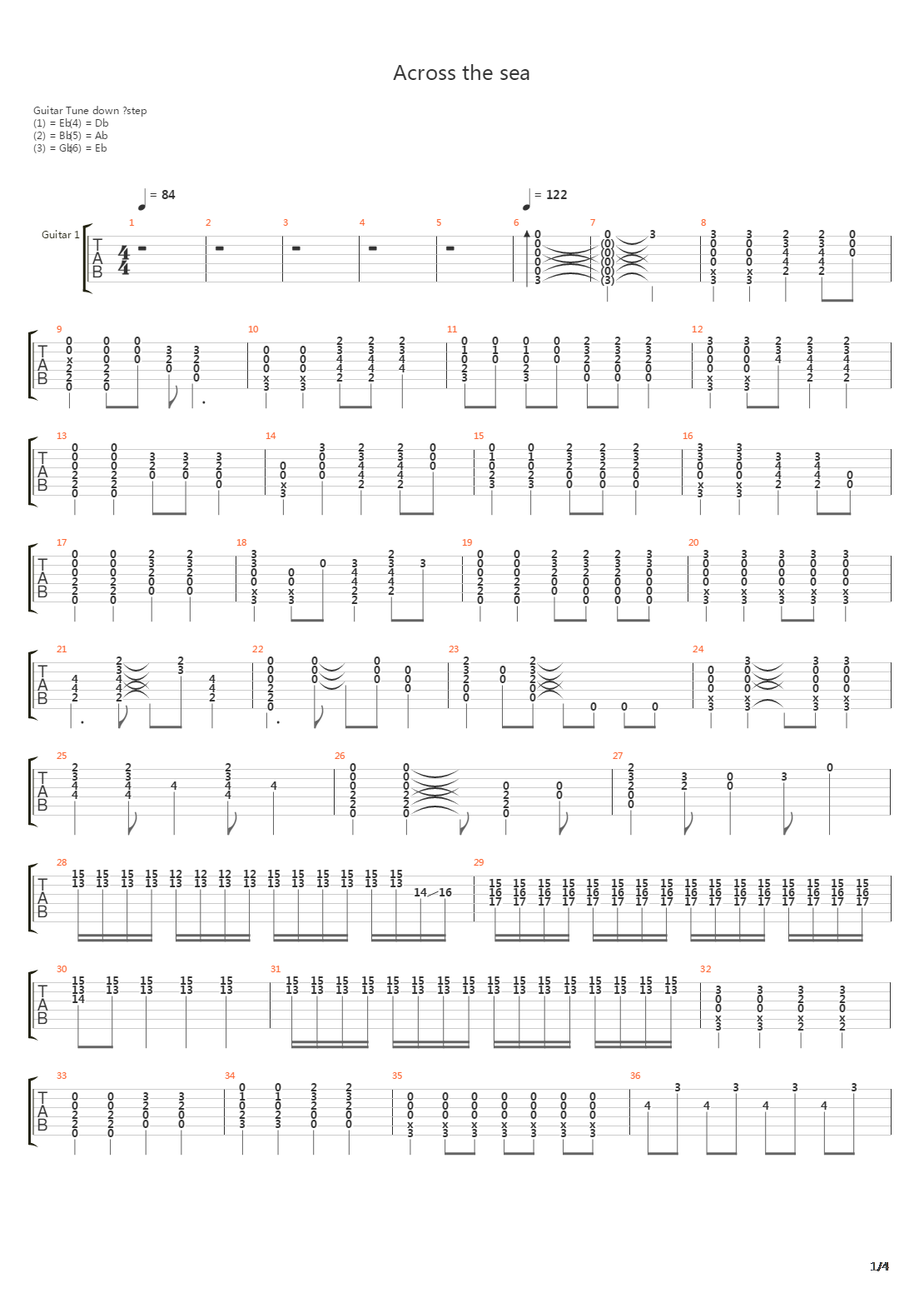Across The Sea吉他谱