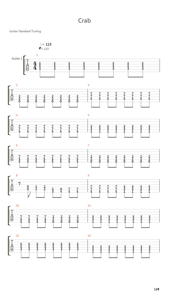 Crab吉他谱