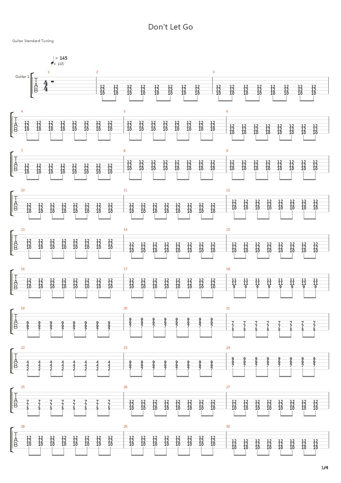 Dont Let Go吉他谱