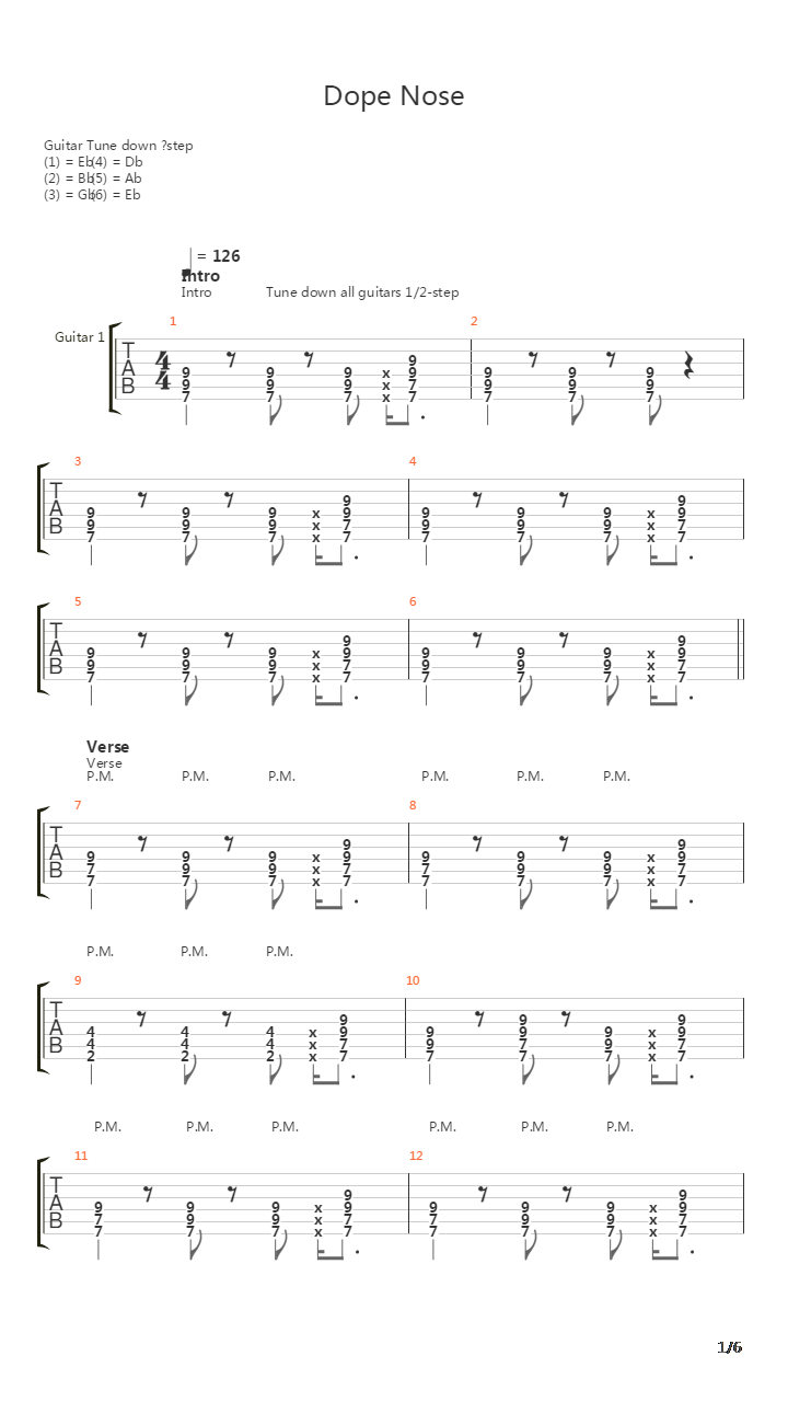 Dope Nose吉他谱