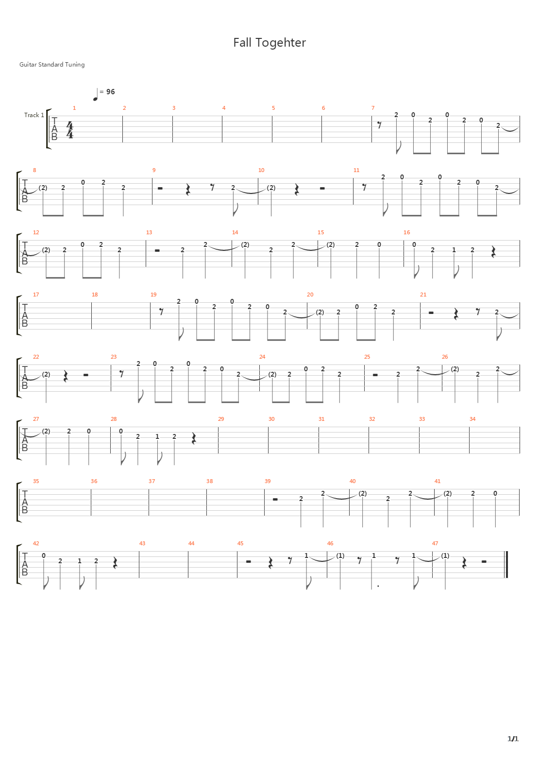 Fall Together吉他谱