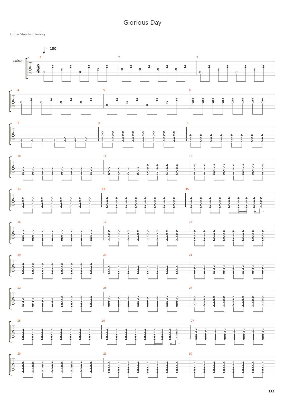 Glorious Day吉他谱