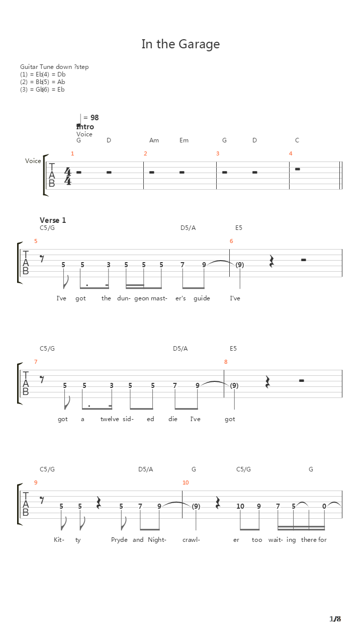 In The Garage吉他谱