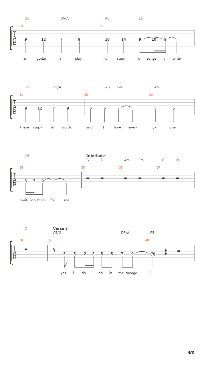 In The Garage吉他谱