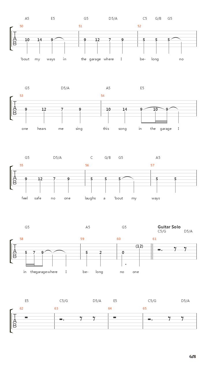 In The Garage吉他谱