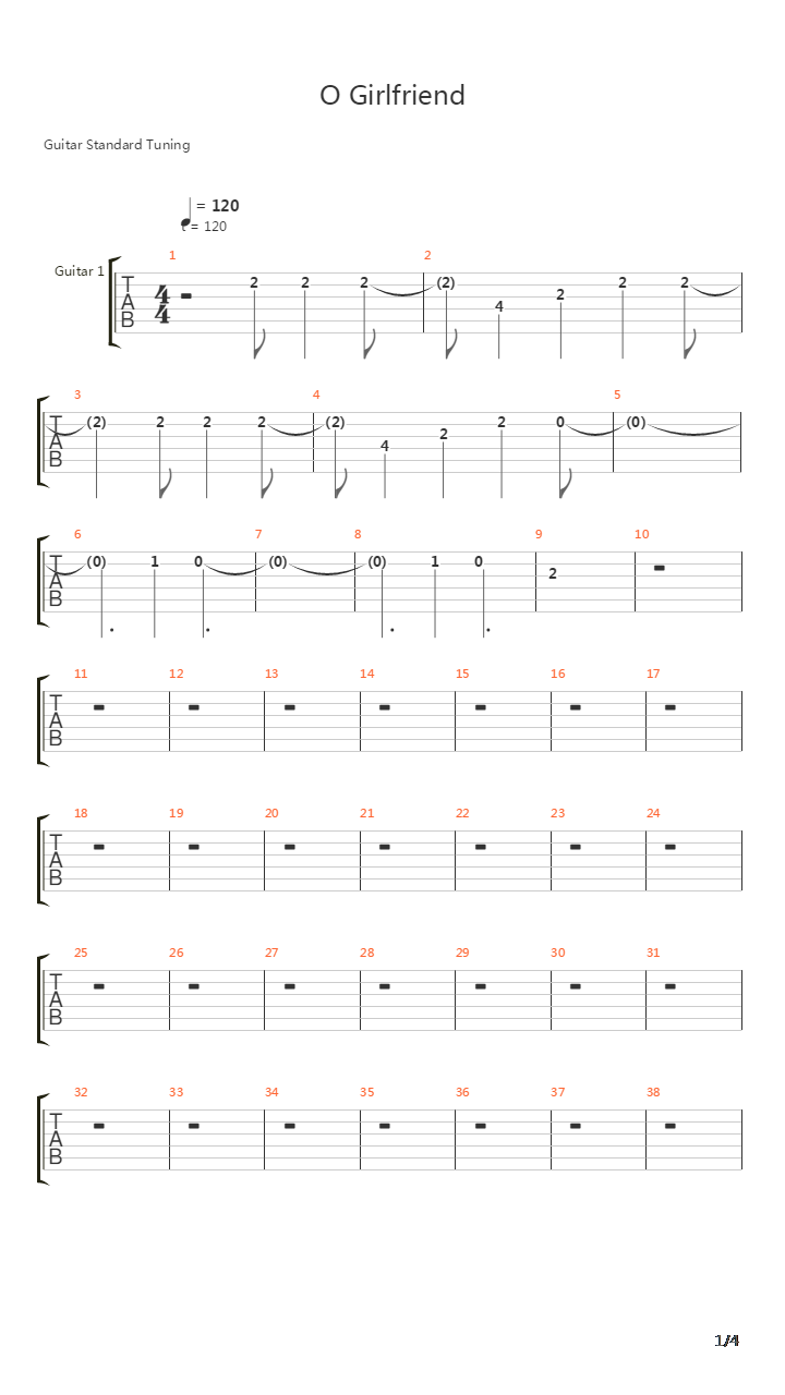 O Girlfriend吉他谱