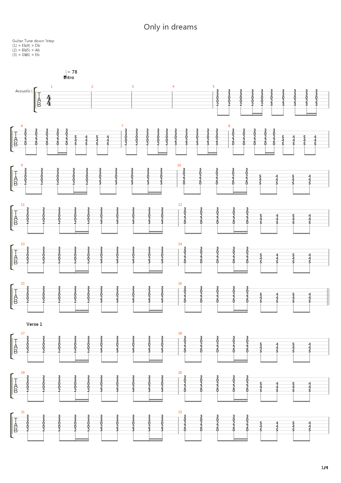 Only In Dreams吉他谱