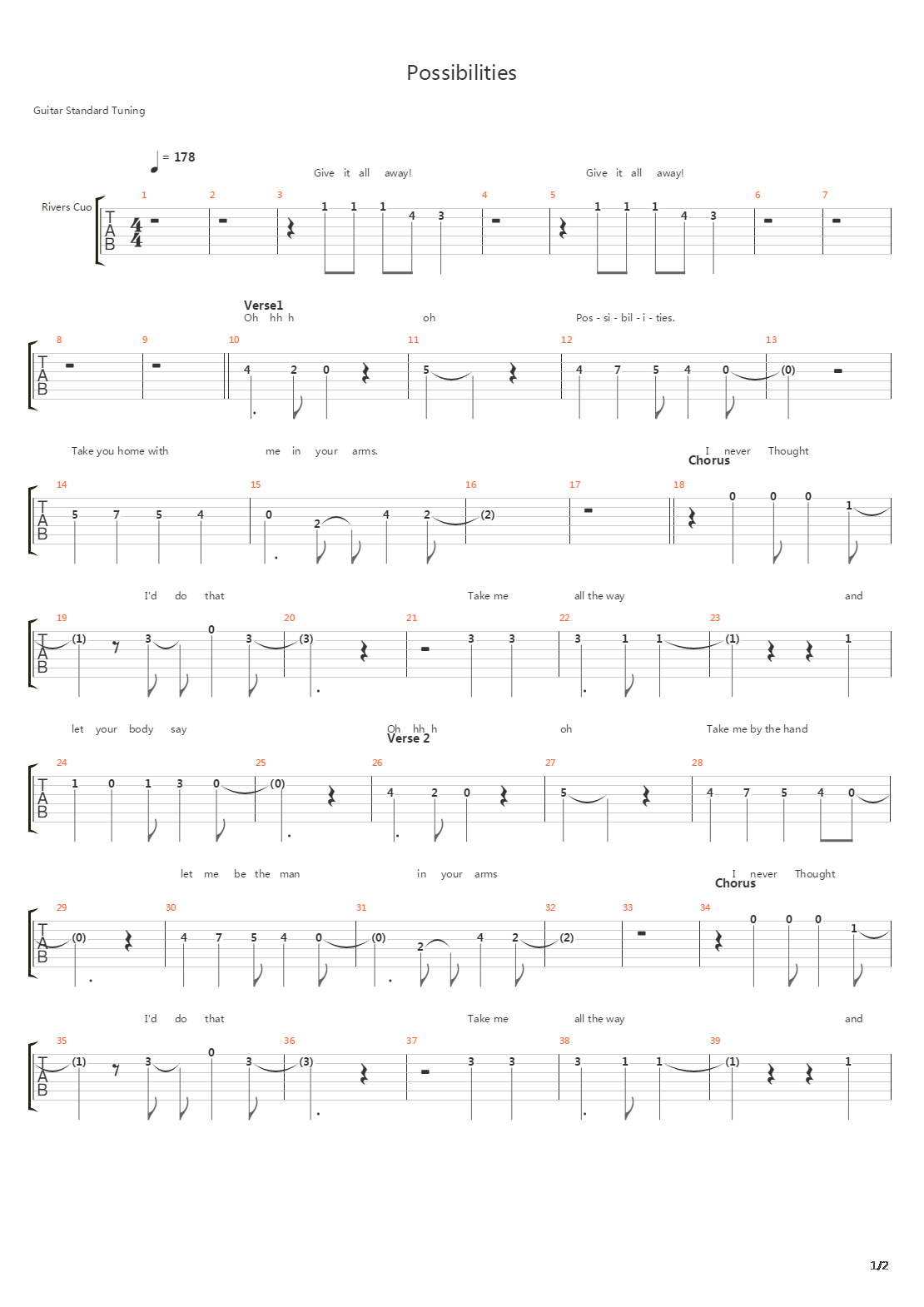Possibilites吉他谱