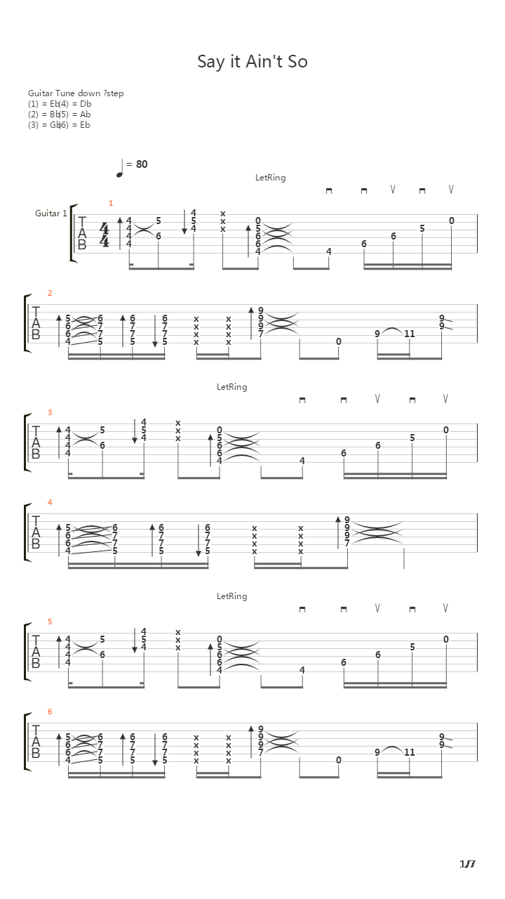 Say It Aint So吉他谱