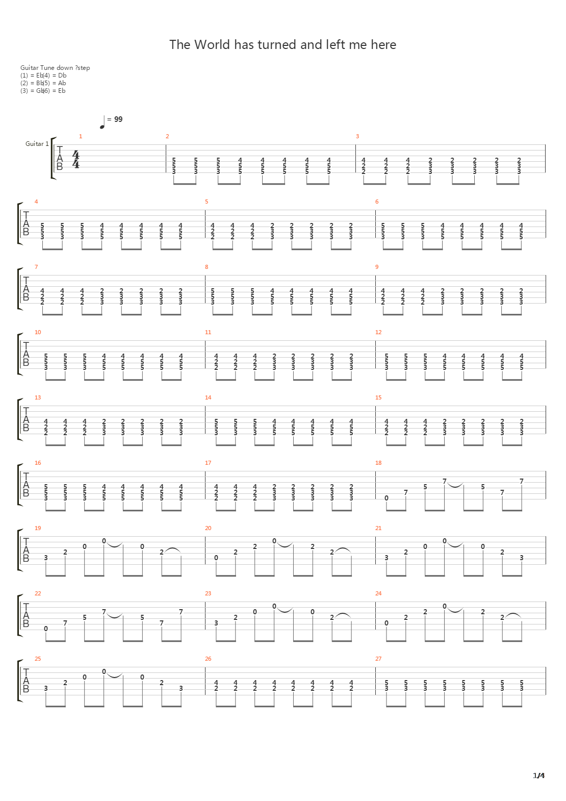 The World Has Turned And Left Me Here吉他谱