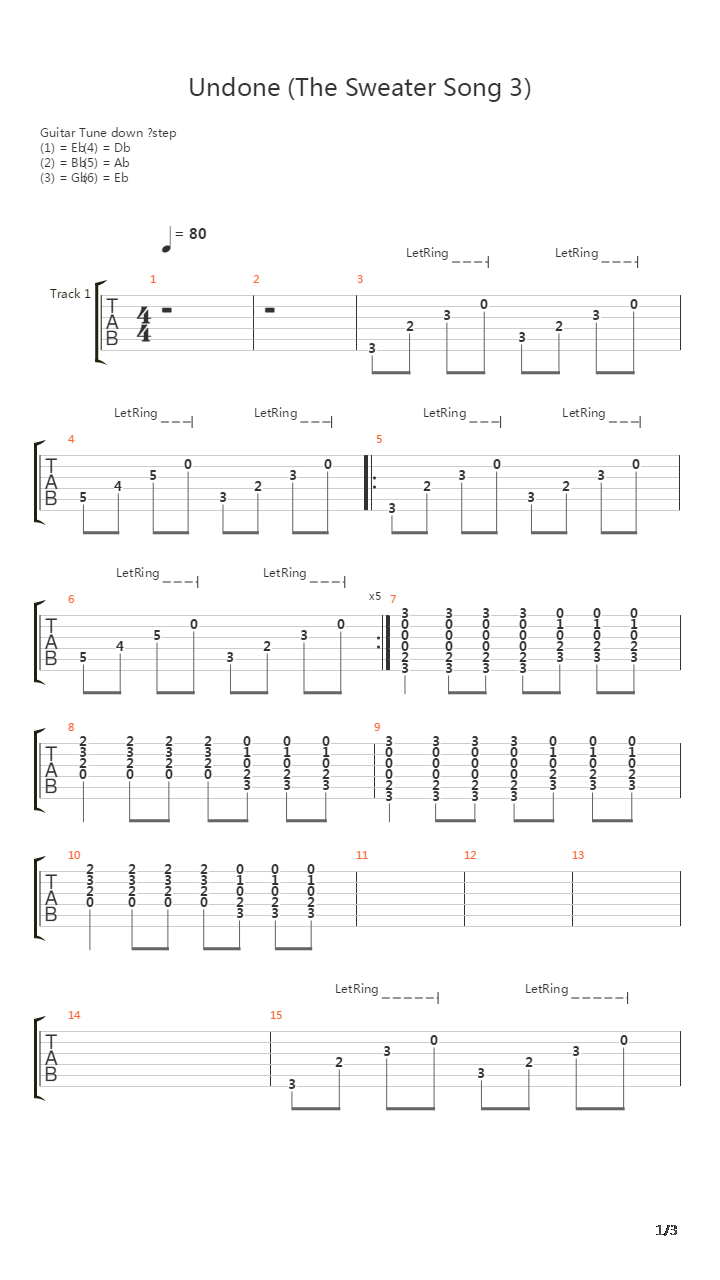 Undone The Sweater Song吉他谱