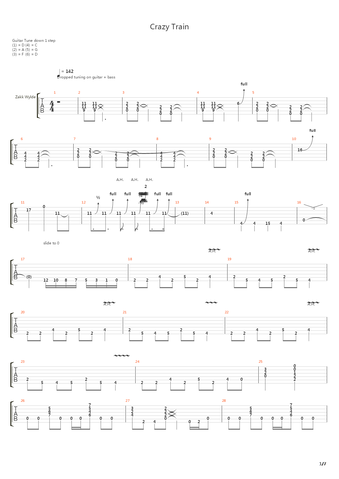 Crazy Train吉他谱