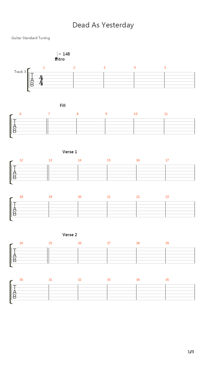 Dead As Yesterday吉他谱