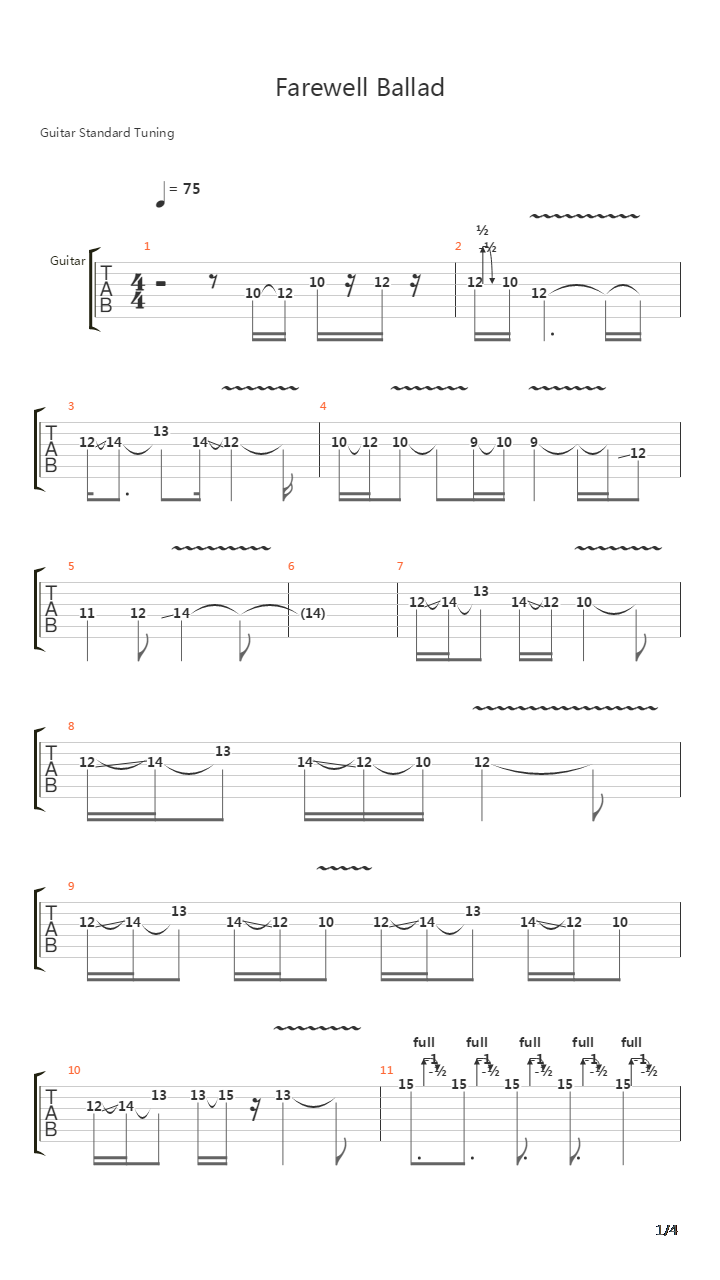 Farewell Ballad吉他谱