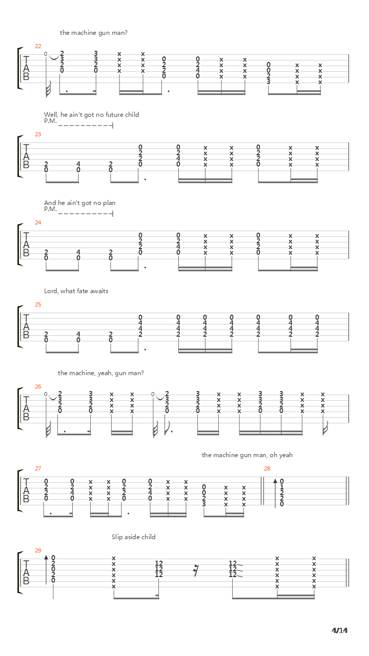 Machine Gun Man吉他谱