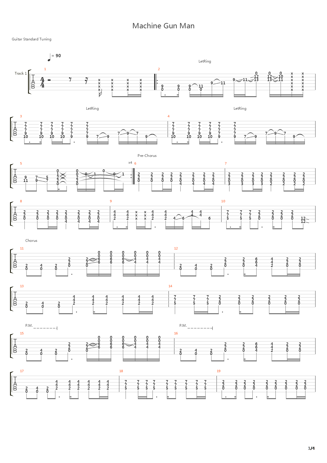 Machine Gun Man吉他谱