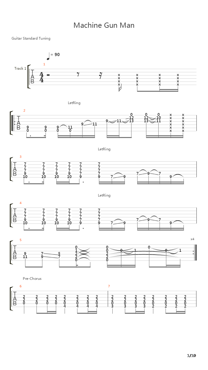 Machine Gun Man吉他谱