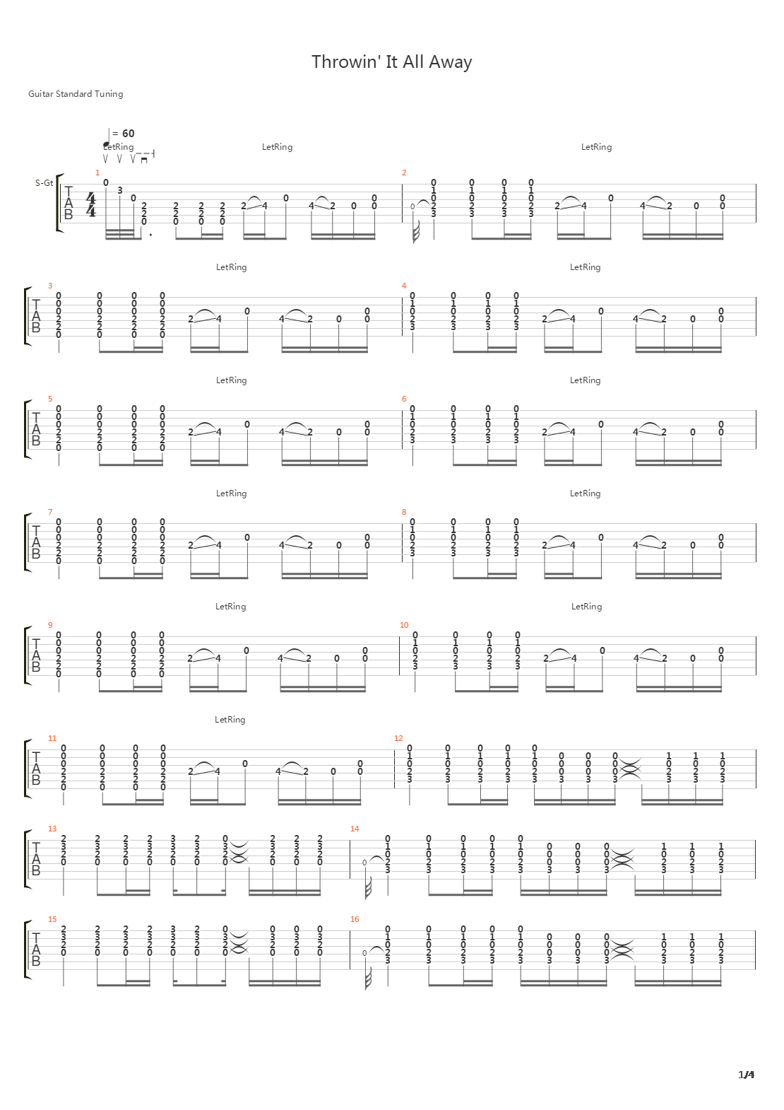 Throwin It All Away吉他谱