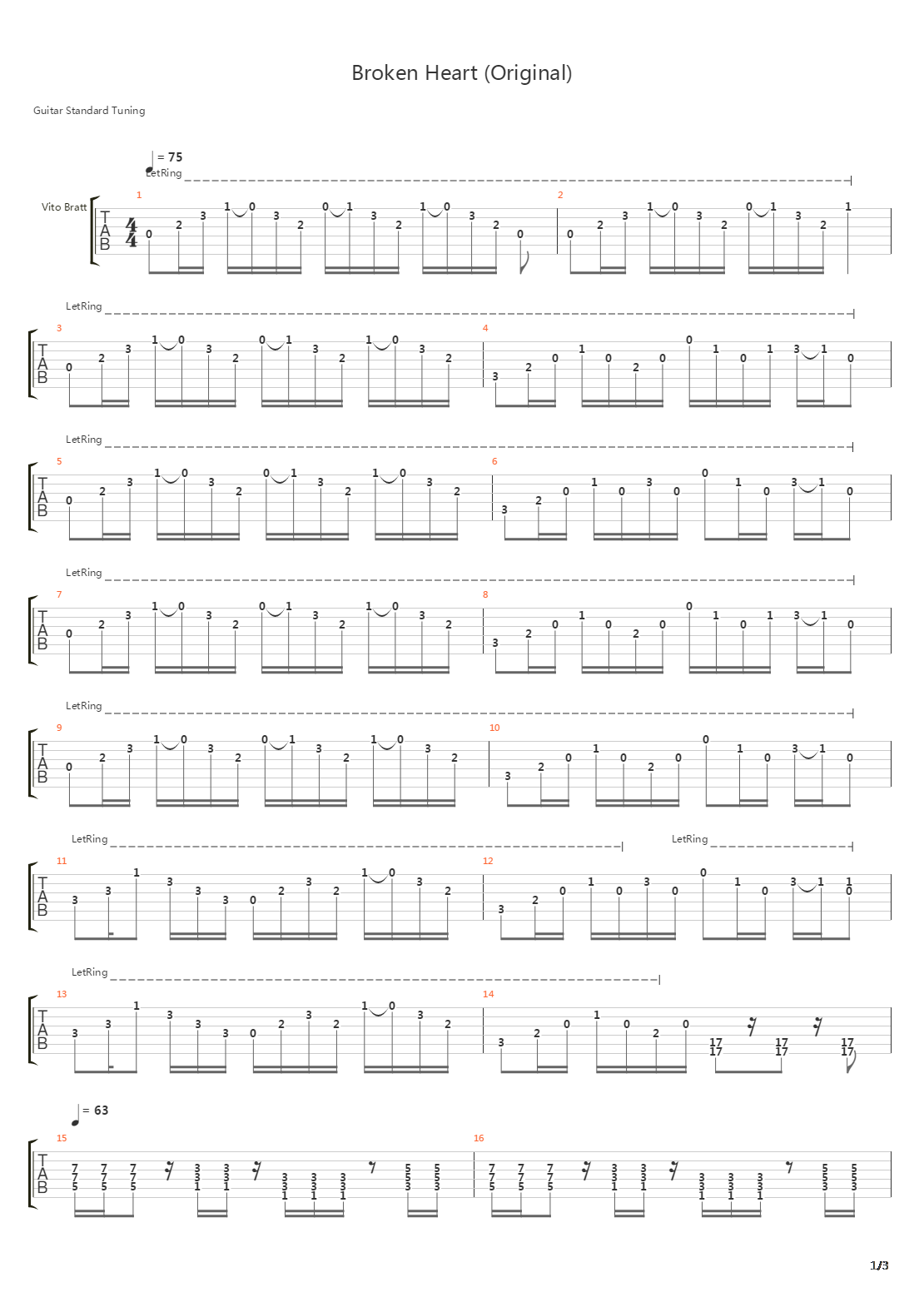 Broken Heart Original吉他谱