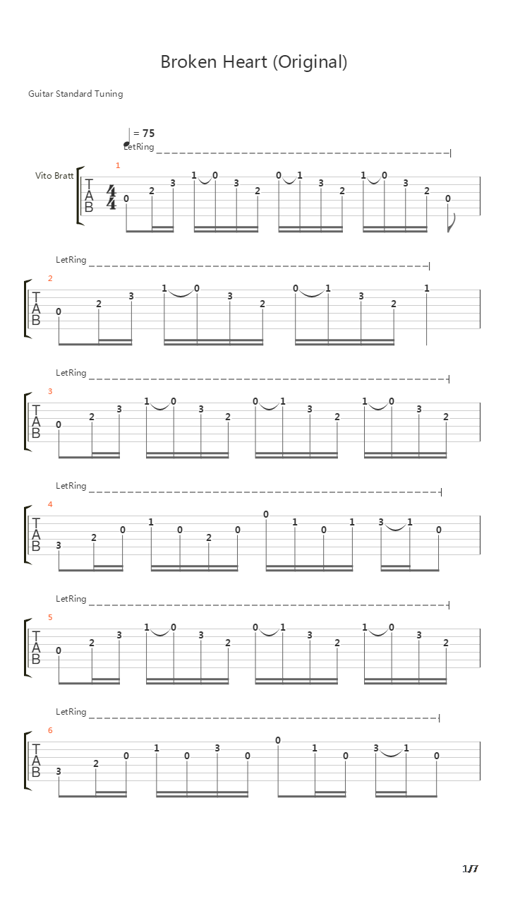 Broken Heart Original吉他谱
