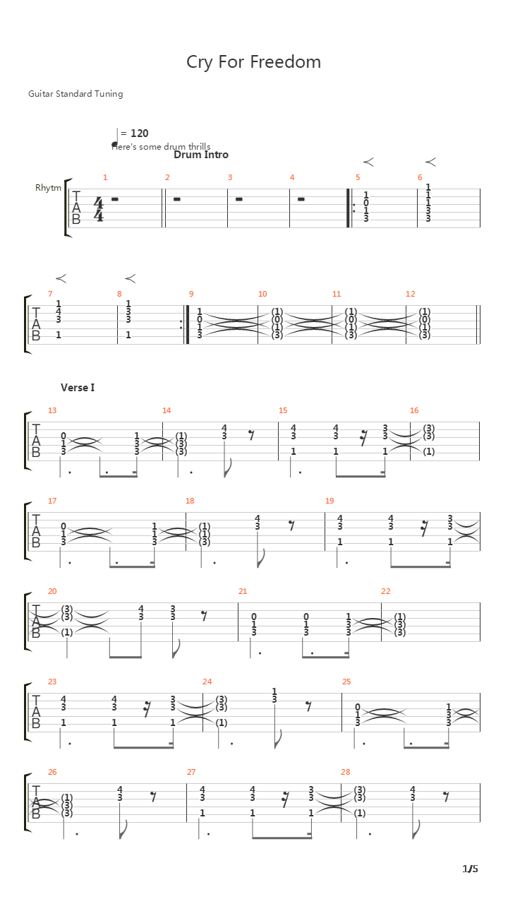 Cry For Freedom吉他谱