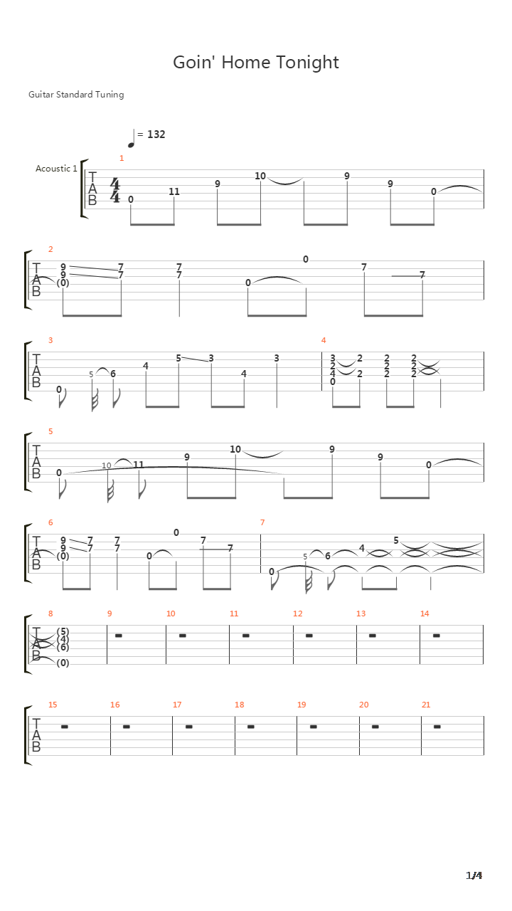 Going Home Tonight吉他谱