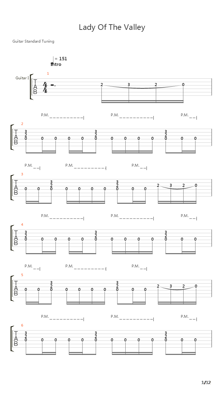 Lady Of The Valley吉他谱