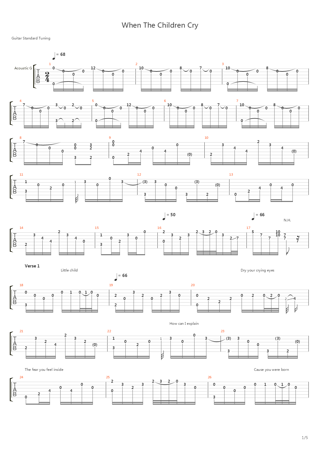 When The Children Cry吉他谱