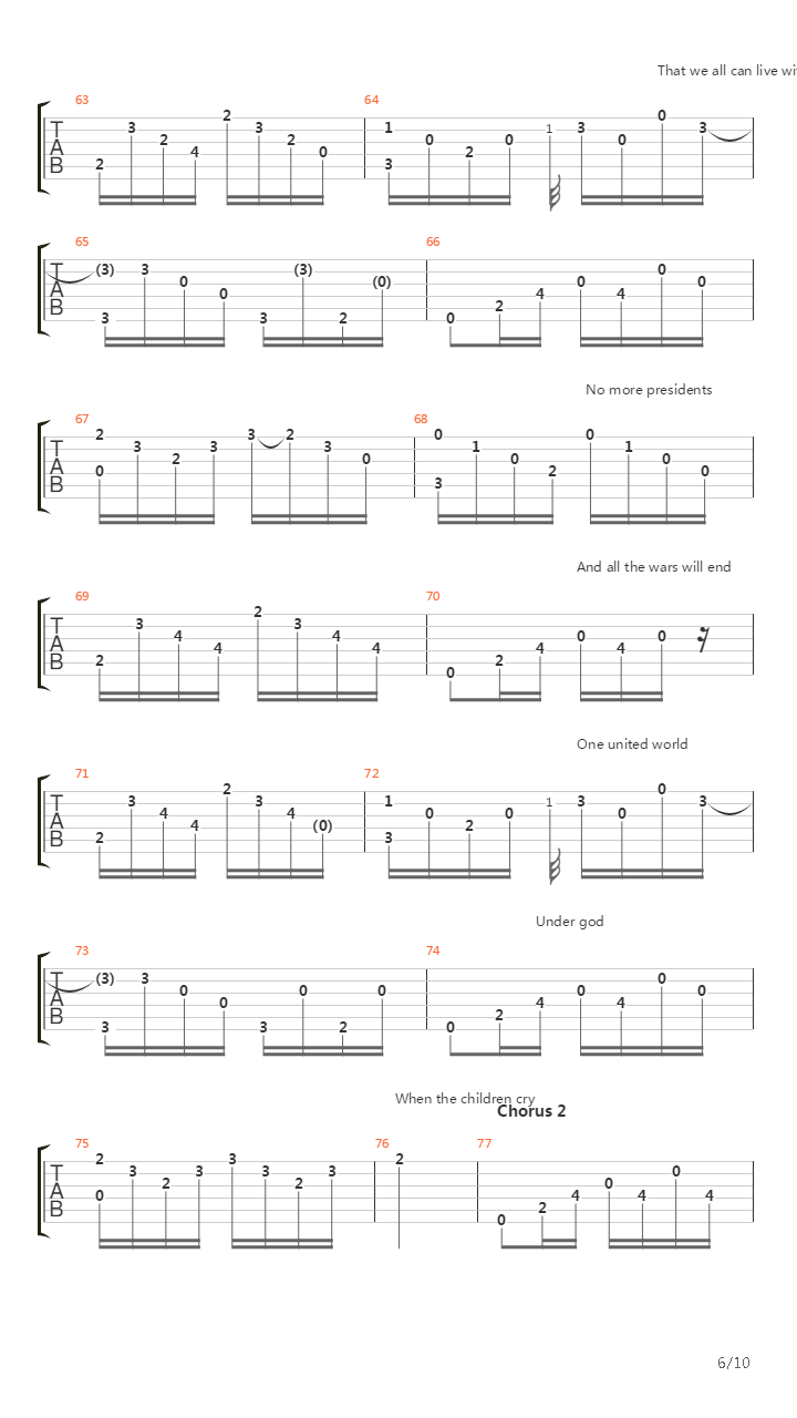 When The Children Cry吉他谱