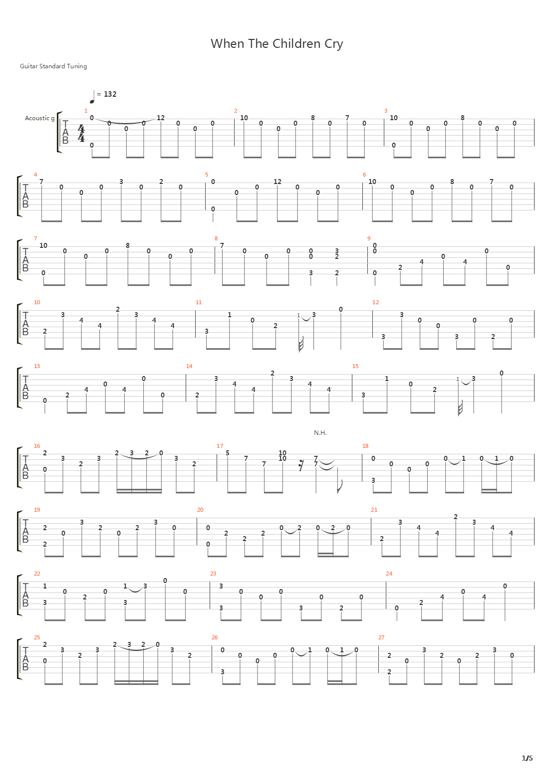 When The Children Cry吉他谱