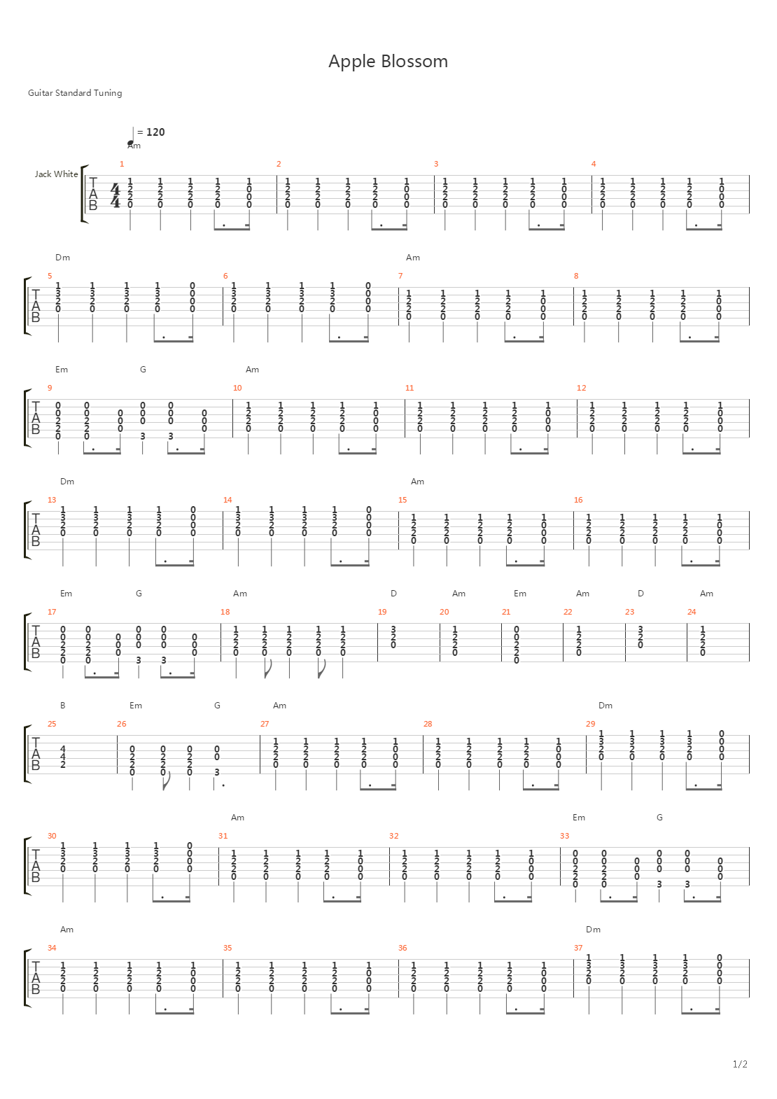 Apple Blossom吉他谱
