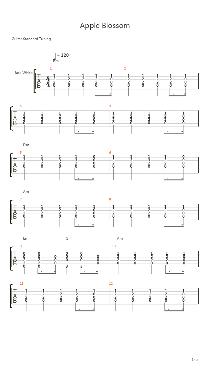Apple Blossom吉他谱