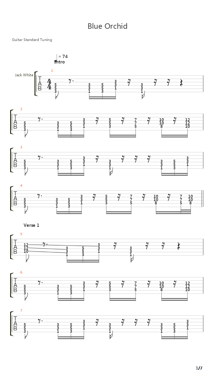 Blue Orchid吉他谱
