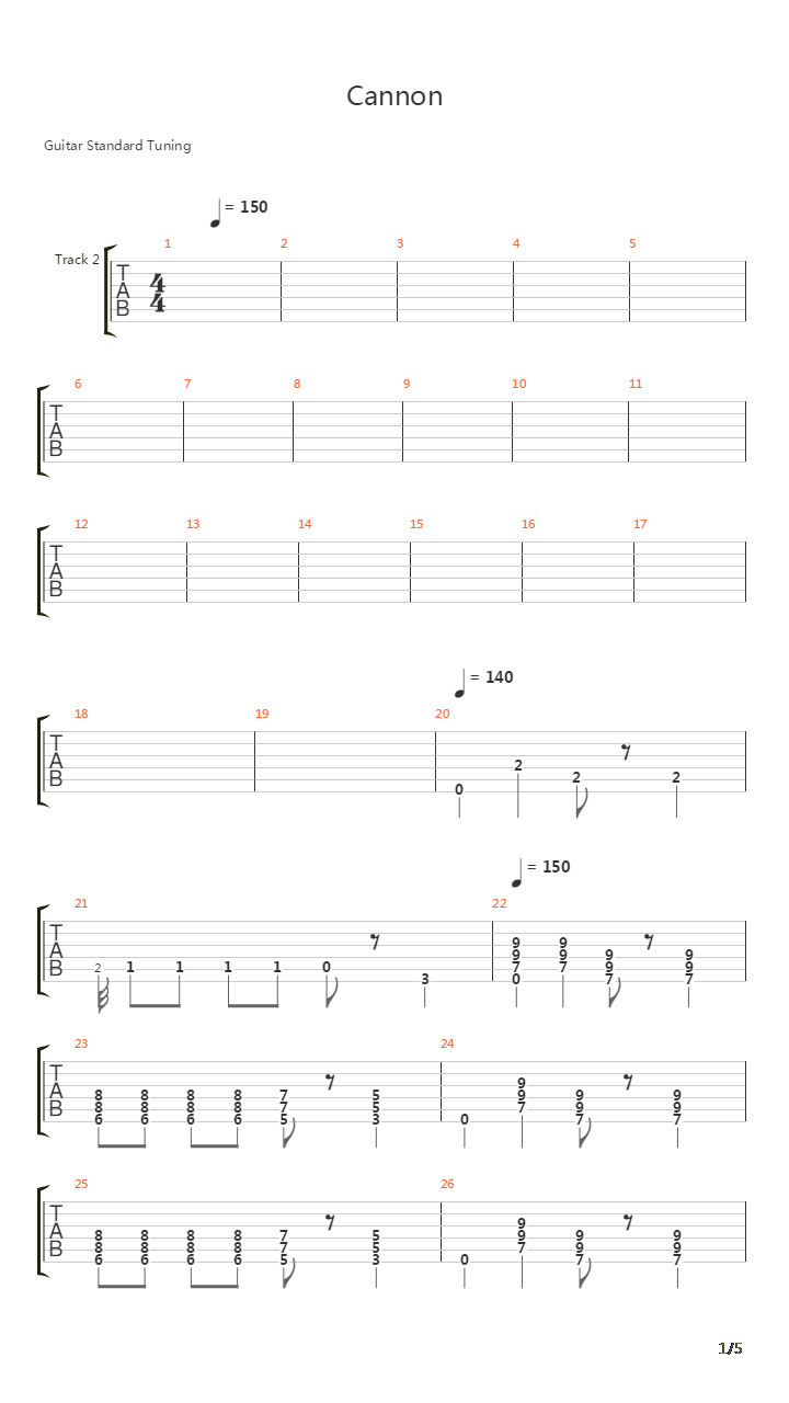 Cannon吉他谱